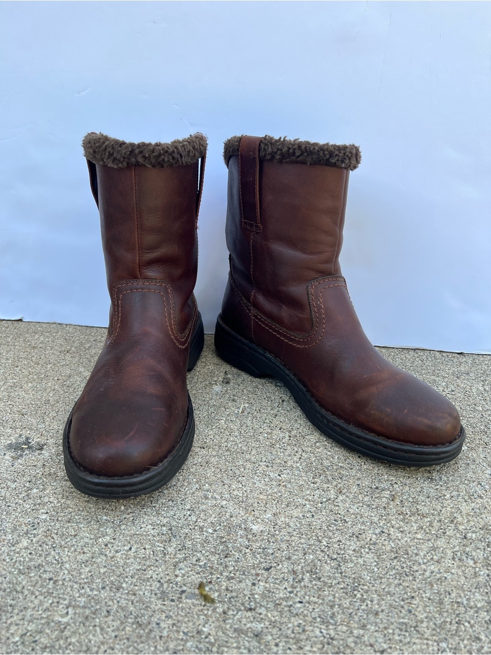 Ariat Fatbaby Women’s Pull On Brown Leather Shearling-Lined boots - Picture 3 of 7